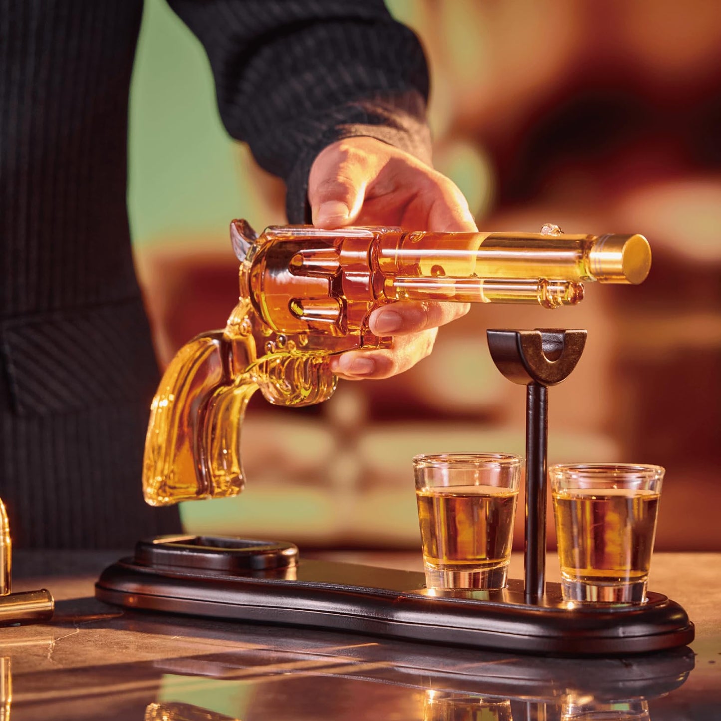Gifts for Men Dad, Gun Whiskey Decanter Set with Shot Glasses, Unique Western Cowboy Style, Birthday Gift Ideas for Him, Liquor Decanter for Bourbon Alcohol Tequila, Liquor Dispenser Home Bar Drinking