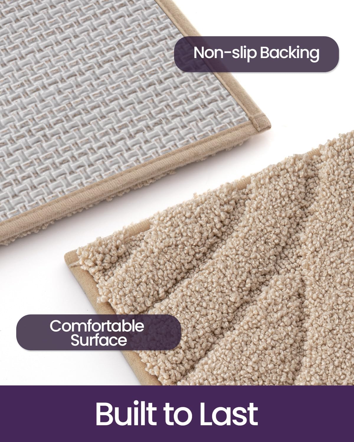 DEXI Bathroom Rugs 17x30, Extra Soft Absorbent Bath Mat, Non Slip Bathmat for Bathroom Floor, Machine Washable Rugs for Shower Floor, Beige