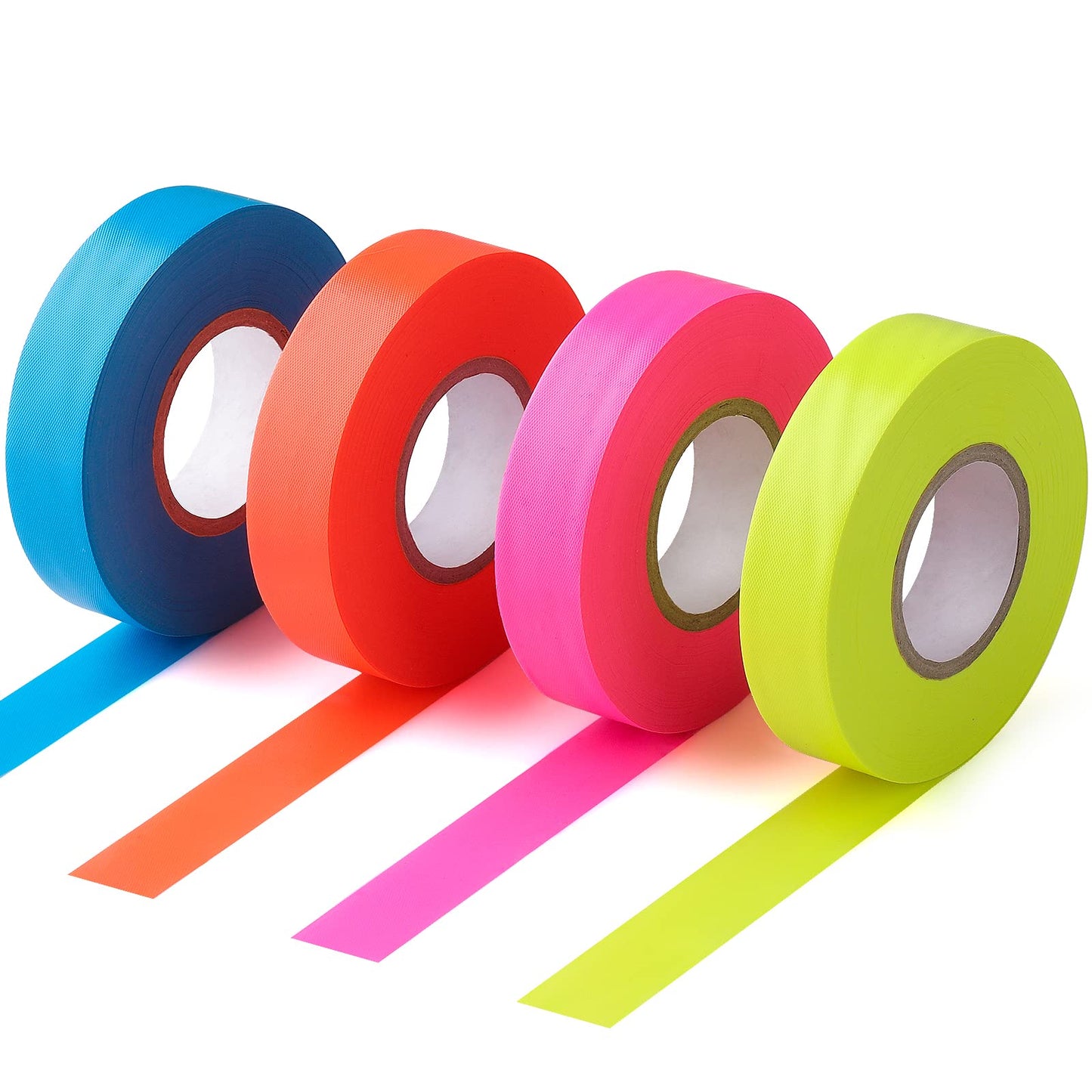 GUFJUCH 800FT Flourescent Flagging Tape, Non-Adhesive Plastic Ribbon Neon Marking Roll, for Tree Marking, Hunting Trail Tape, Boundaries and Hazardous Areas Marking, 4 Colors 0.78'' X 200'