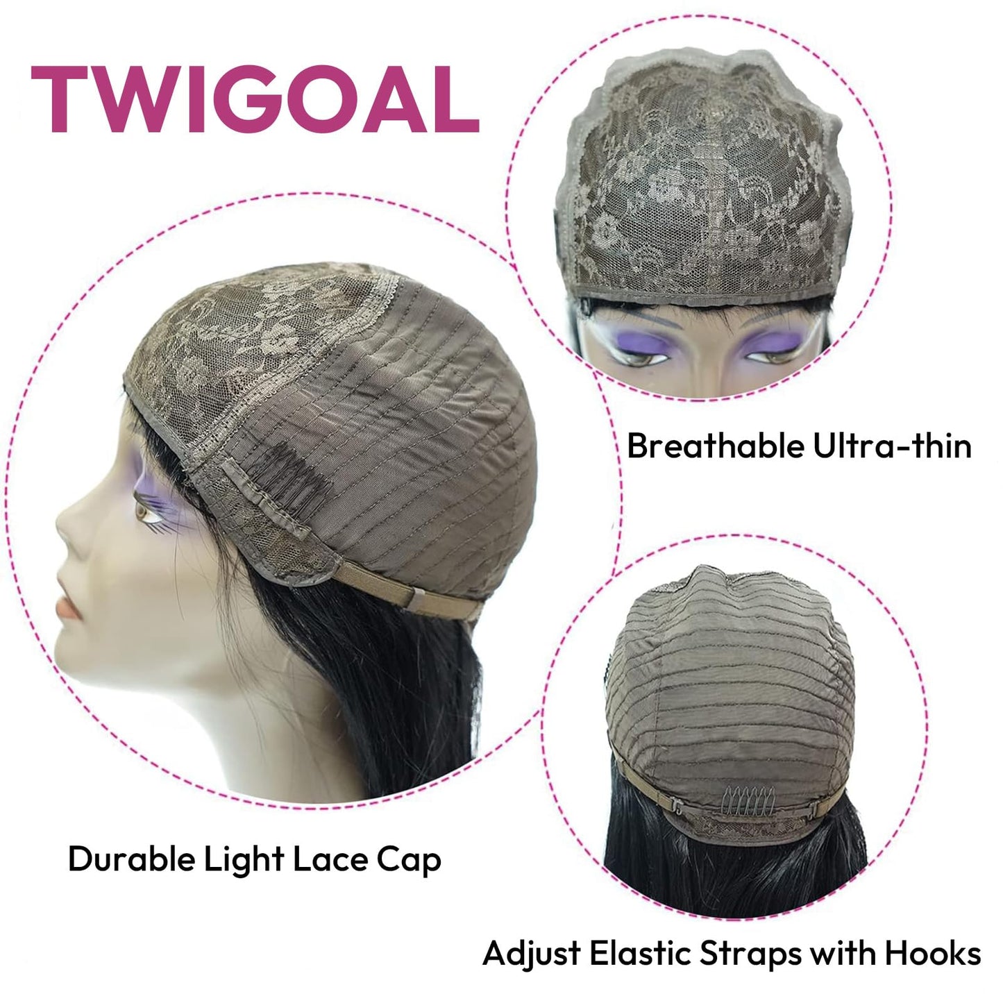 Twigoal Straight Wigs Human Hair with Bangs Brazilian Virgin Human Hair Wigs for Women Glueless Wigs Human Hair Wigs Natural Col