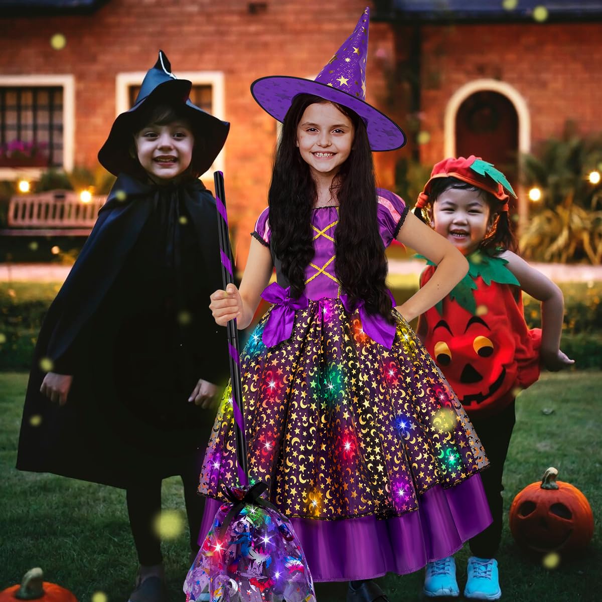 Meland Witch Costume - Light Up Toddler Witch, Girls' Halloween Costume, Ages 4-11