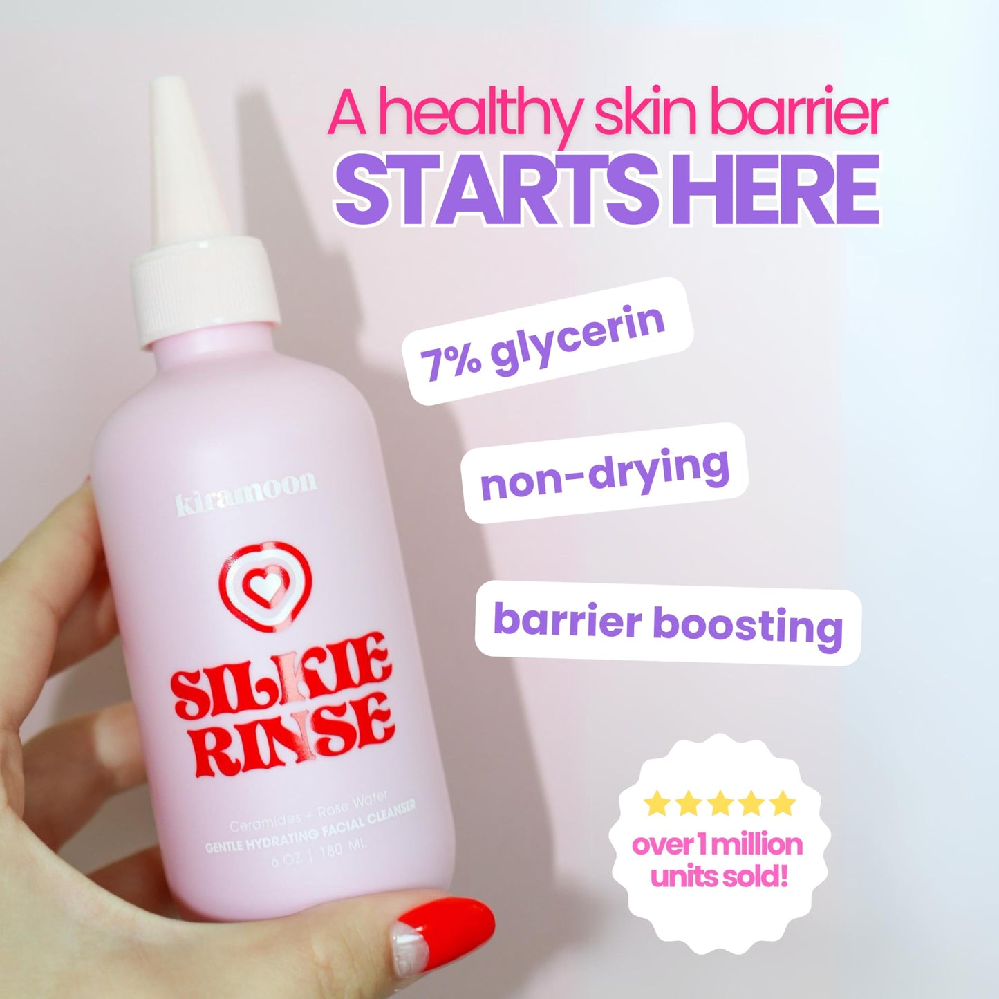 Kiramoon Face Wash Silkie Rinse Hydrating Gentle Face Cleanser for Dry or Sensitive Skin - Hydrating Makeup Remover & Face Wash