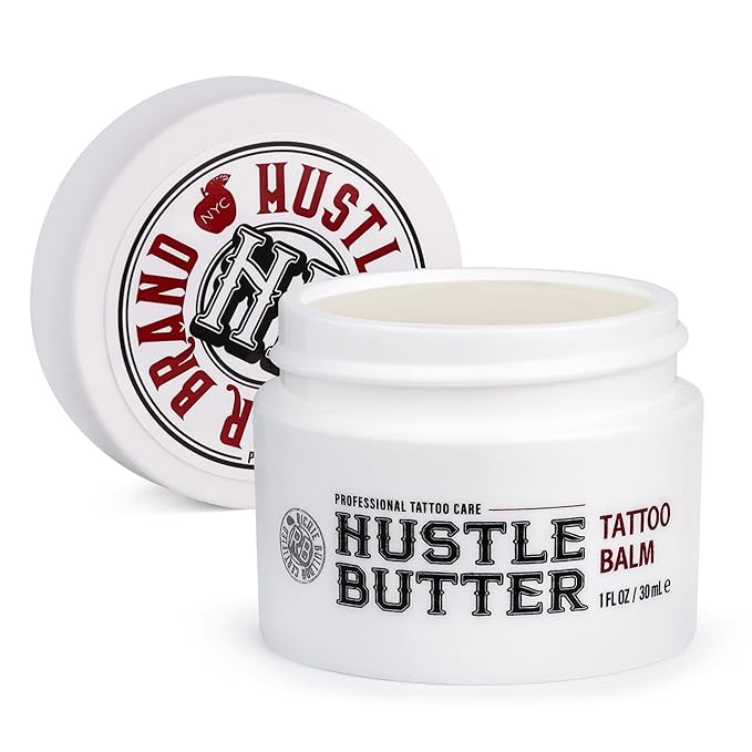 Hustle Butter Deluxe – Tattoo Butter for Before, During, and After the Tattoo Process – Lubricates and Moisturizes – 100% Vegan Replacement for Petroleum-Based Products – 1 oz