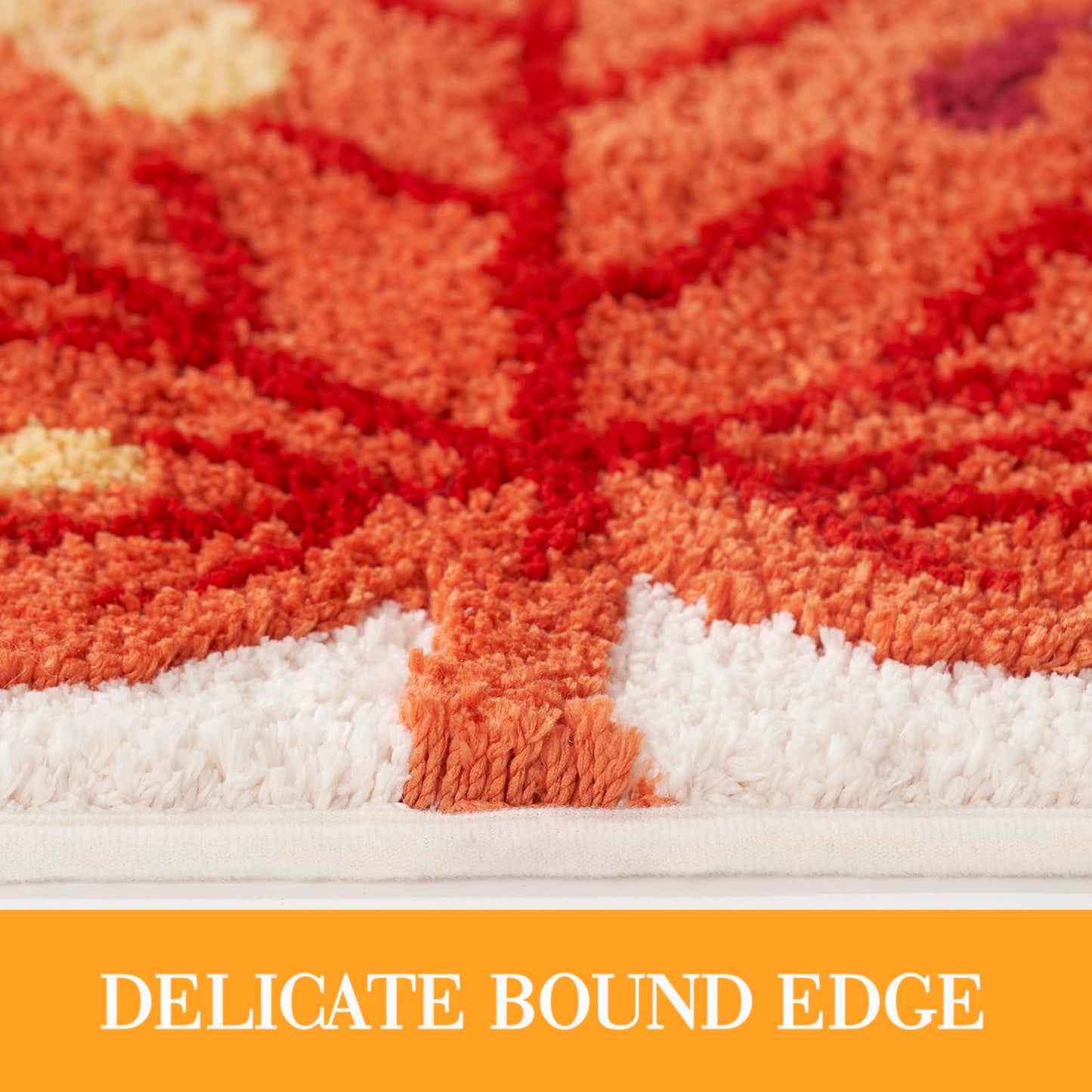 DyeFury Maple Leaf Rug, Cute Fall Decor for Autumn Farmhouse Bathroom Kitchen, Non-Slip Fun Pumpkin Bath Mat, Washable Microfiber Bath Rug, 20'' x 30'', Yellow/Orange/Rust