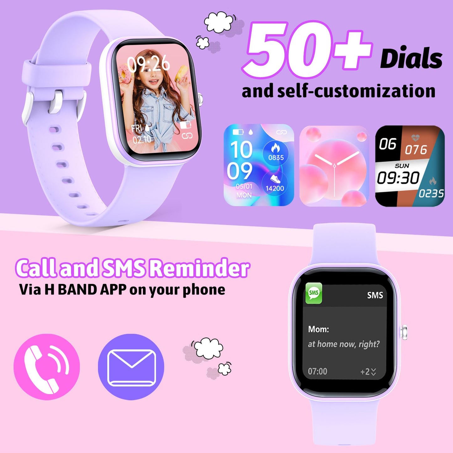 Nyonio Smart Kids Watch with Fitness Tracker No Phone/APP Needed,19 Sport Mode,1.5" DIY Dial,IP68 Waterproof,Sleep Monitor,Pedometers,Heart Rate,Great Birthday Gift for Boys Girls Teens 6-14 year Olds
