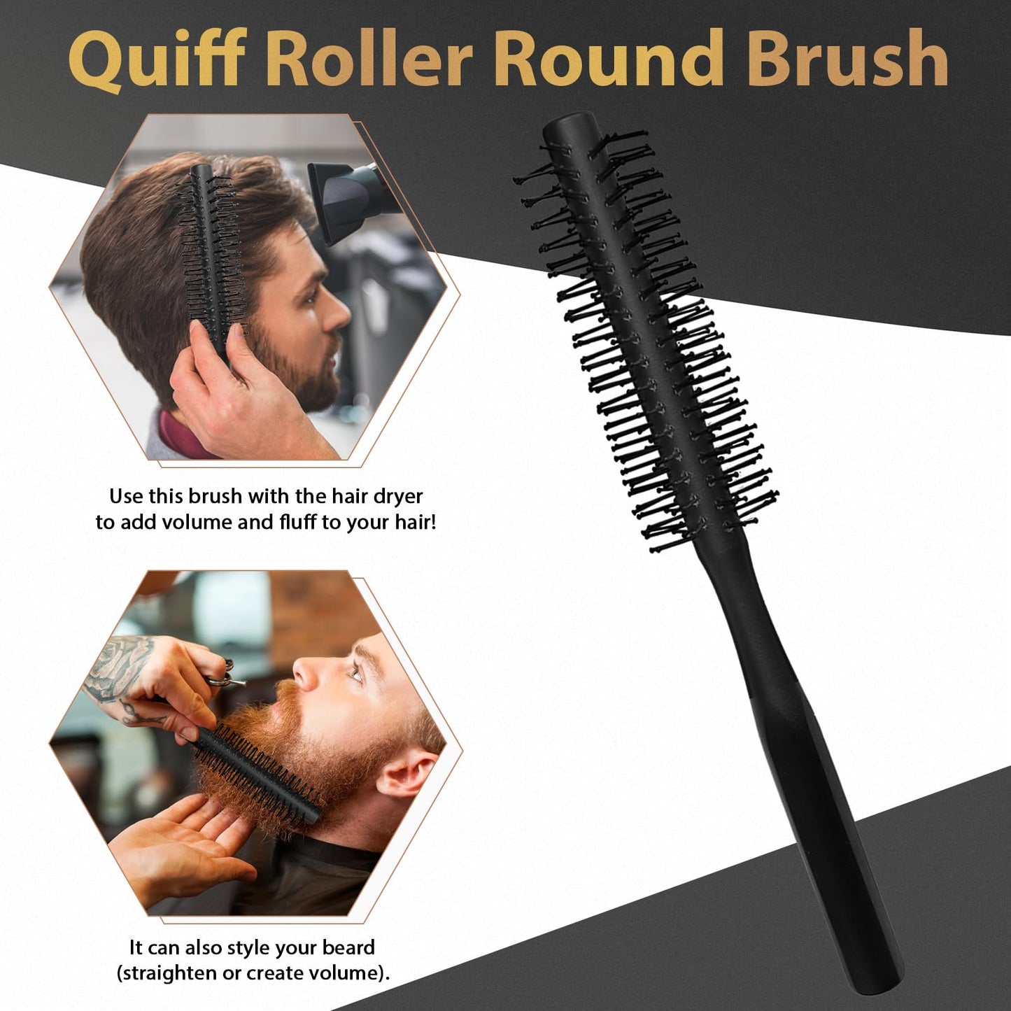 Hair Brush for Men, DUAIU 7Pcs Combs for Men, Hair Styling Comb Set with Vent Hair Brush, Quiff Round Hair Brush, Wide Tooth Com