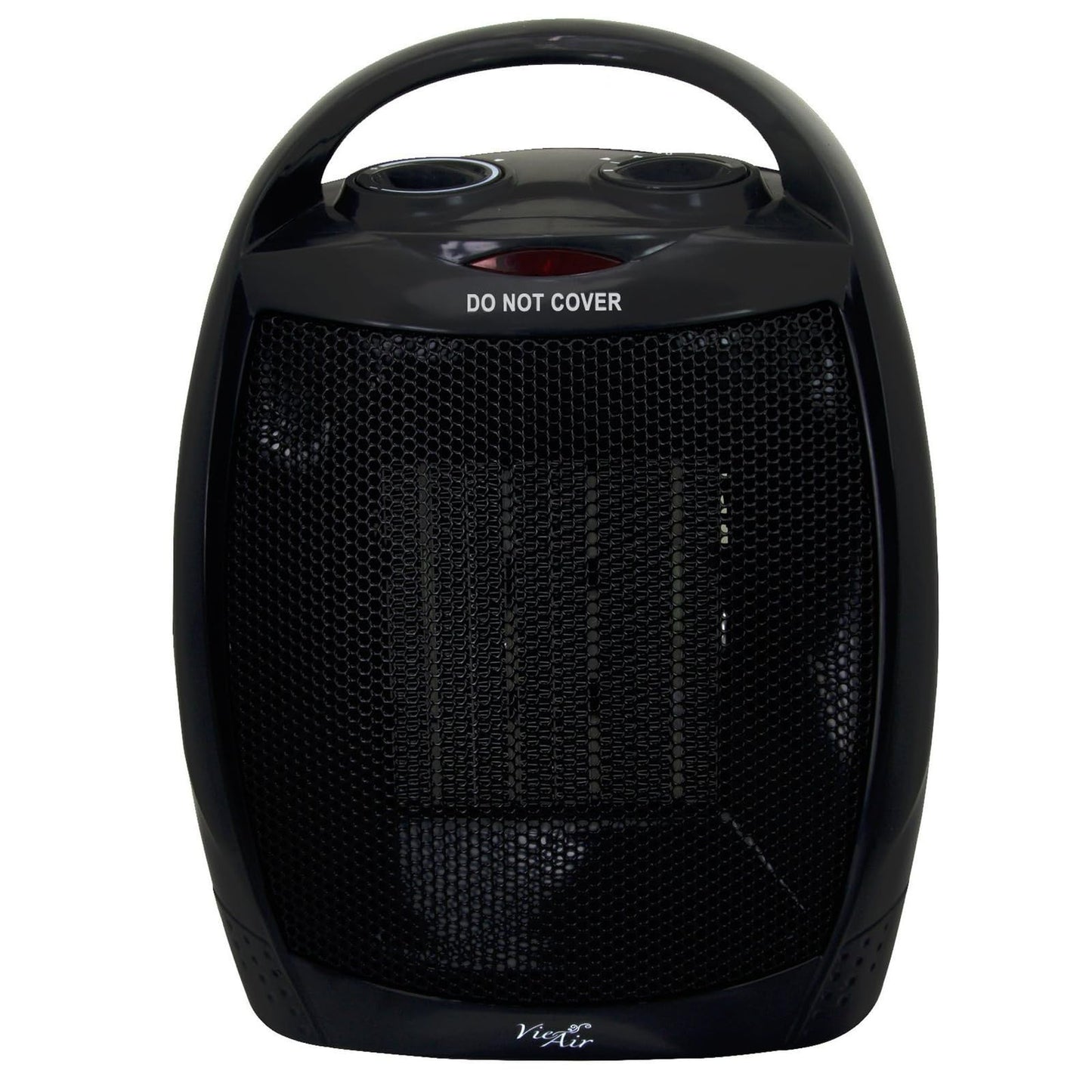 Vie Air Portable 2-Settings Ceramic Heater With Adjustable Thermostat, 1500W, Black, Small