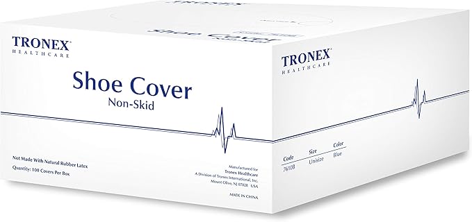 Tronex Non Slip Nonwoven Medical Disposable Shoe Cover, Fluid Resistant, Non-Skid Tread Pattern (300, Extra Large)