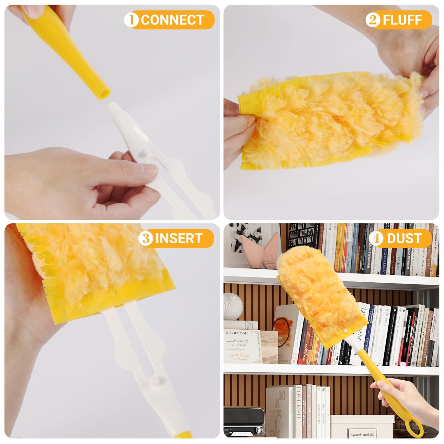 Bpbdzz 360° Heavy Duty Duster Refills for Swiffer Duster, 40 Count Duster Refills with 1 Handle, Multisurface Dusters, Disposable Dusters for Cleaning (Yellow)