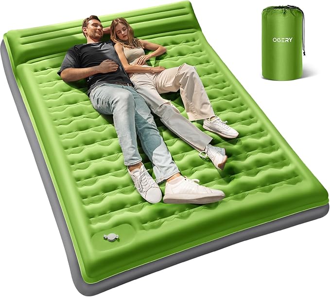 OGERY Sleeping Pad for Camping, 6" Extra-Thick Reinforced Camping Sleeping Pad with Pillows & Built-in Foot Pump, Ultralig...