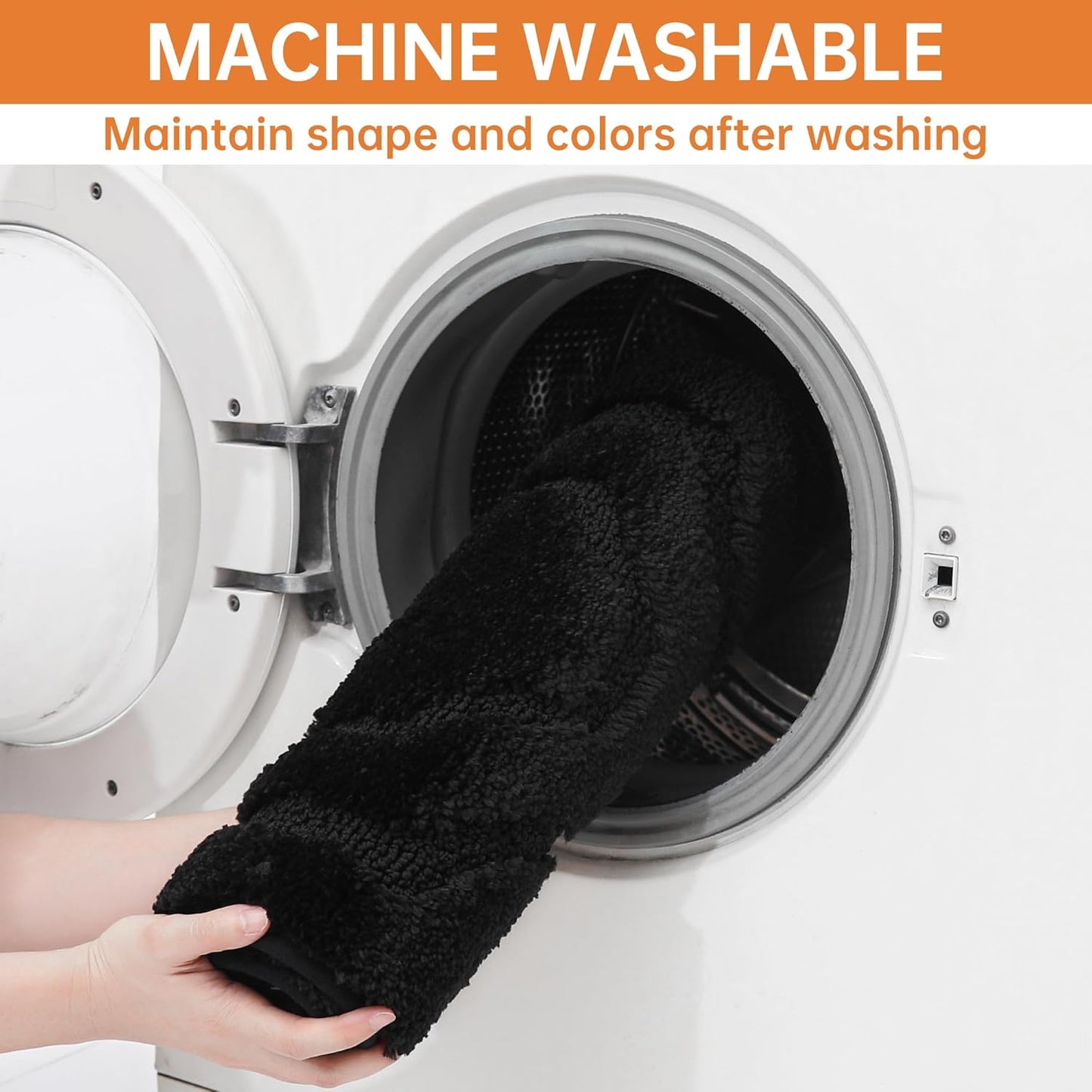 BEQHAUSE Bathroom-Rugs-Non-Slip-Bath-Mats for Bathroom Soft and Absorbent Polyester Microfiber Black Bath Mat Machine Washable Shaggy Shower Mat for Bathrooms, Bathtub and Sink,16" x24”