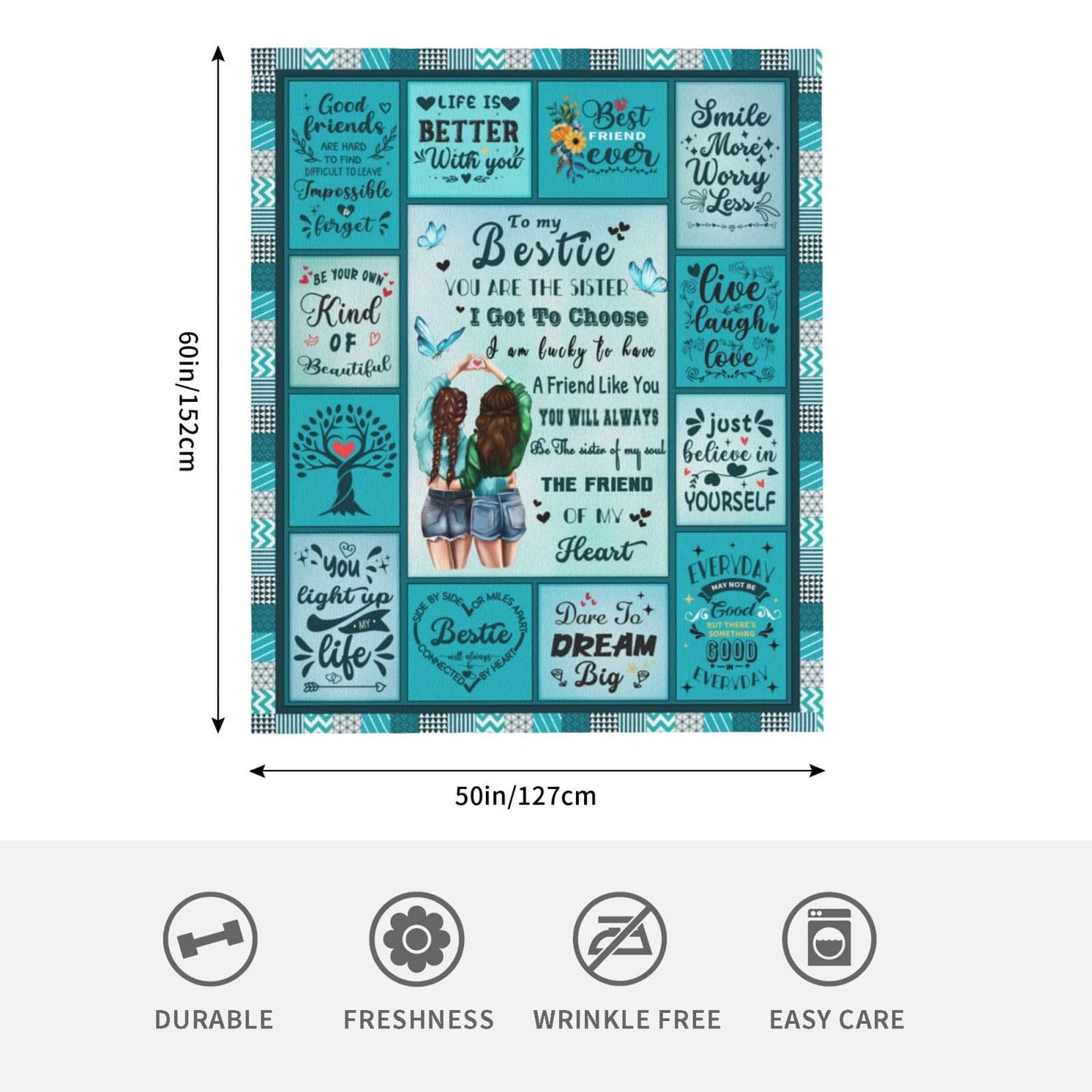 SUBORD Gifts for Best Friends Women, Best Friend Blanket 60”X50”, Best Friend Birthday Gifts, Bestie/BFF Gift/Friendship Gift for Women/Christmas
