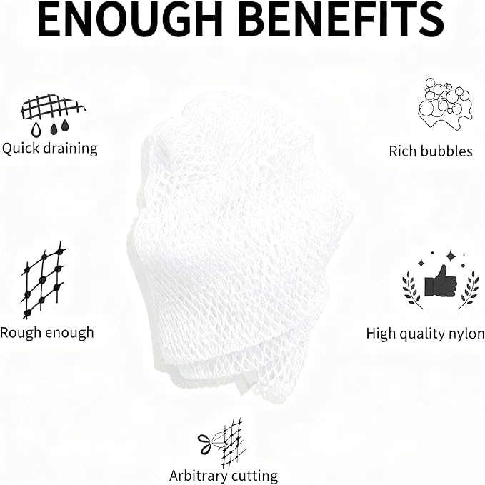 African Net Sponge Authentic, African Exfoliating Sponge Real African Net Black Owned, African Bath Sponge Back Scrubber, Body Exfoliator Shower Bath Accessories (White)