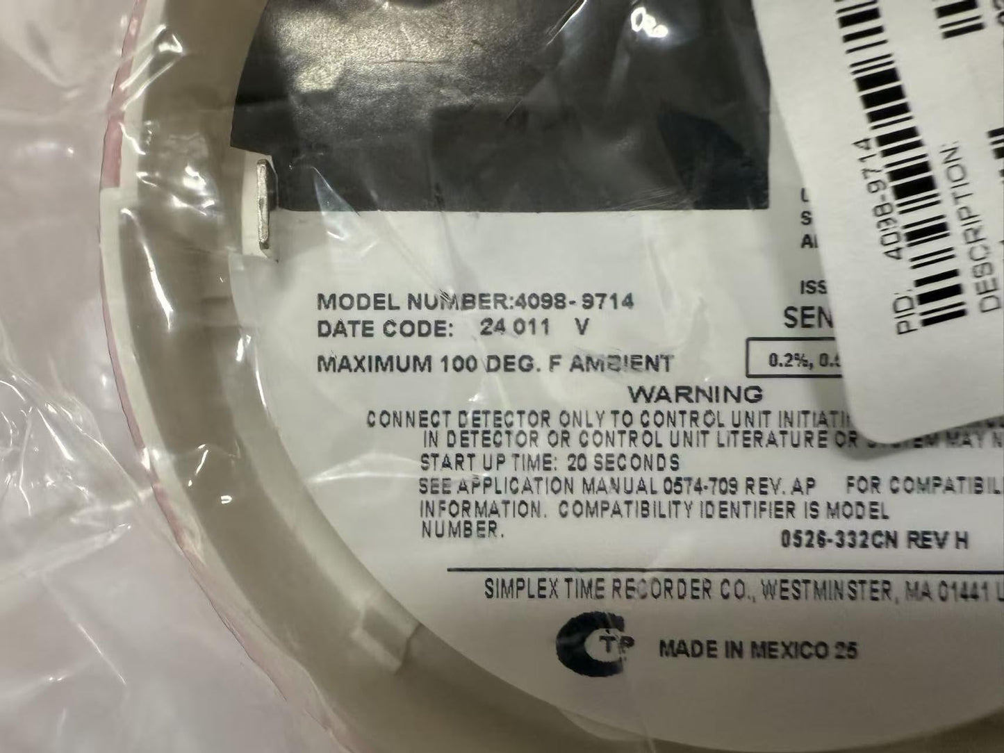 Simplex 4098-9714 Detector Head 4098 9714