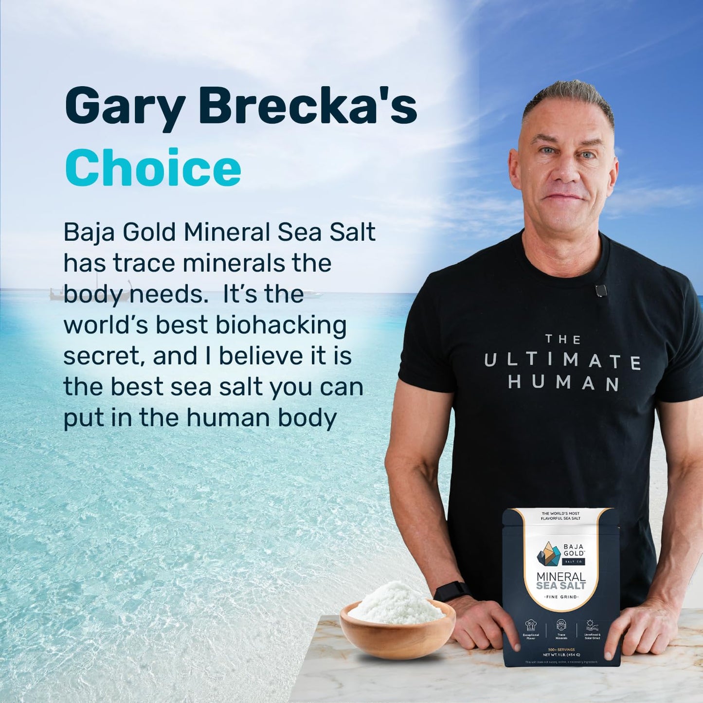 Baja Gold Mineral Sea Salt - Pure & Organic Real Salt for Cooking & Baking | Fine Grind Sea Salt - Low Sodium | Natural Baja Salt - Ideal for All Culinary Uses | 1 lb. Resealable Bag, 300+ Servings