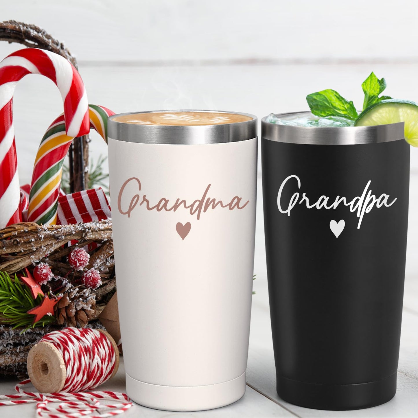 Lifecapido Gifts for Grandparents, Grandparents Gifts, Grandma Grandpa 20oz Tumbler Set, Grandma Grandpa Gift, Grandparent Christmas Birthday Mothers Day Gift for Grandparent