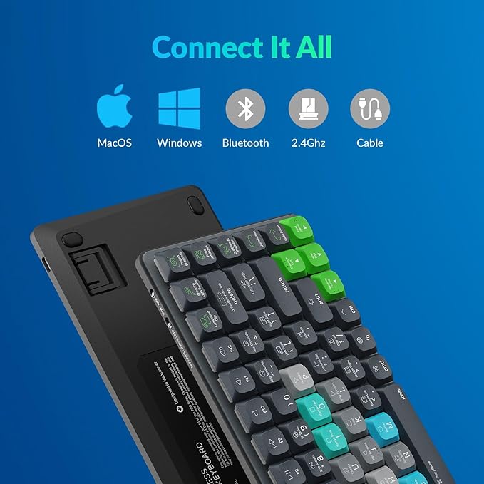 JCPAL Final Cut Pro Keyboard • Dash Wireless Shortcut Keyboard for Mac and PC • Shortcut Hotkeys, Color-Coded Key Guide, Fully Customizable, Compact Low-Profile Design