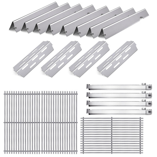 Cozilar Grill Grates BBQ Gas Parts for Weber Genesis 2 E-410, S-410, Genesis II 400 Series LX E-440, S-440, Grill Burners Replacement 66089, 66097, 66041, 66033, 66796, Flavorizer Bars Stainless Steel