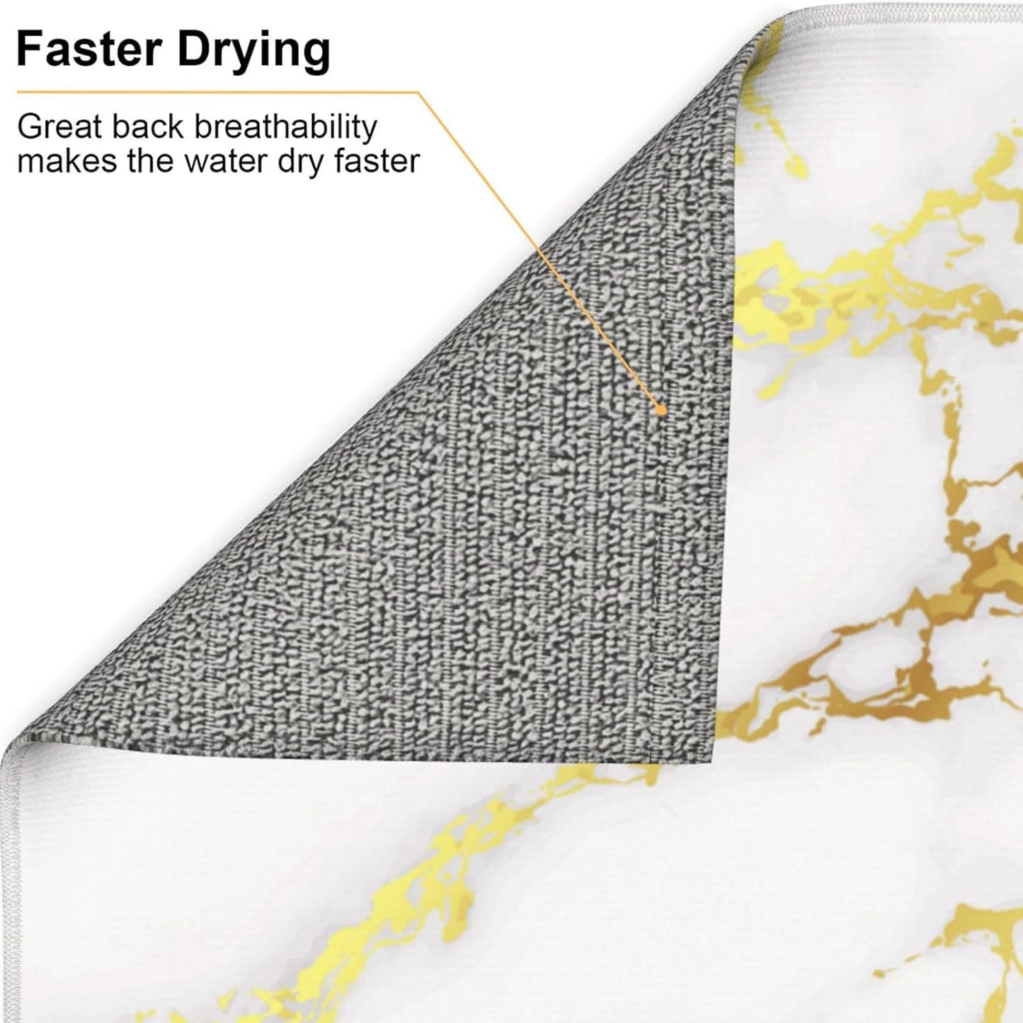 Dish Drying Mat White Golden Marble Nature for Kitchen Counter Absorbent Dishes Drainer Microfiber Small 16x18 Inch