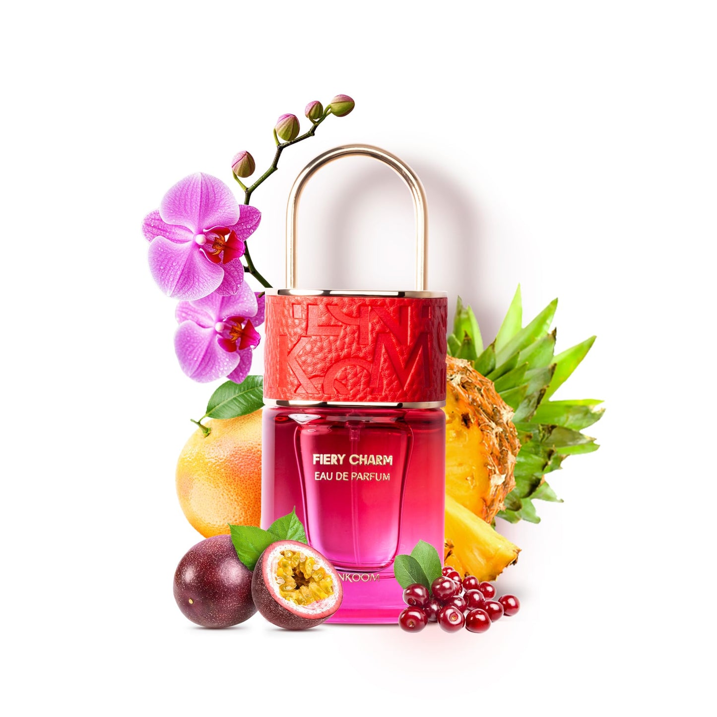Lonkoom LOCK Fiery Charm Perfume for Women, 1.7 Fl Oz/50ml Eau De Parfum Spray Long-Lasting Fragrance, Floral Fruity Notes of Passionfruit, Grapefruit, Pineapple, Tangerine, Strawberry, Musk