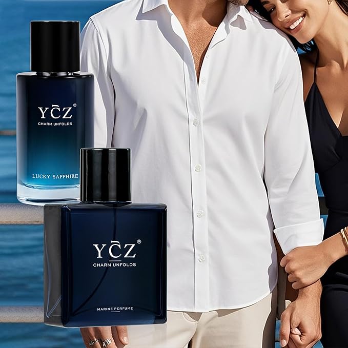 Ycz Eau de Parfum Ocean Savage Perfume Set, 1.7oz(50ml) Woody Citrus Scent and Sweet Flower Fruit Men Perfume, Highquality Long Lasting, Sleek Bottle Design, Christmas Gifts Ideal