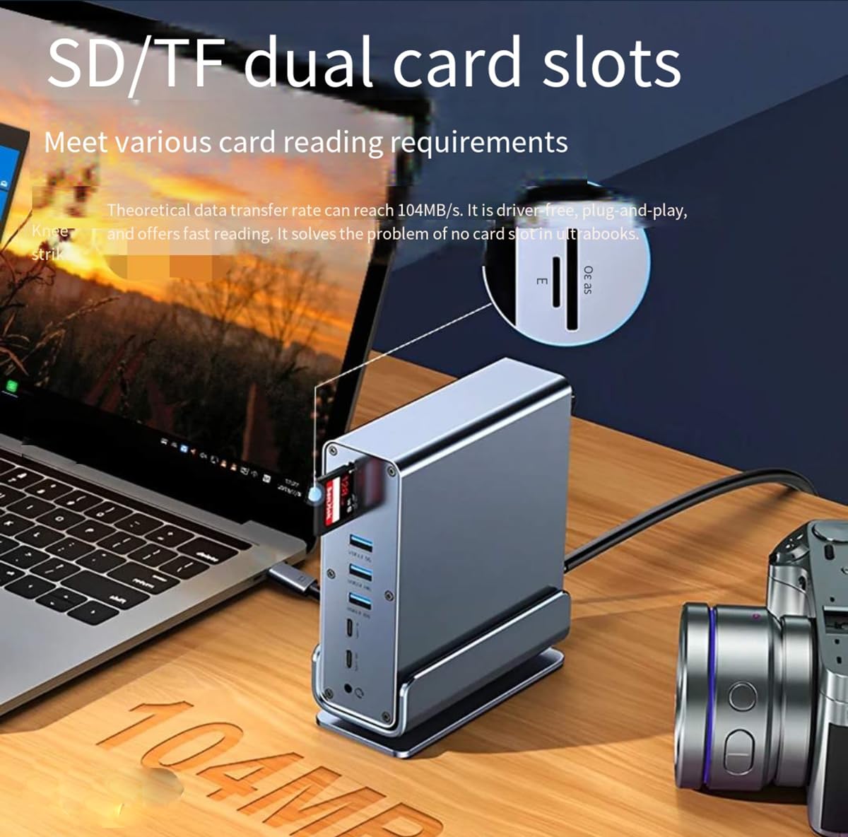 Docking Station for Asus TUF Gaming A17 A18 A15 A16 A14 F15 F16 F17 Dash 15 F15 Gaming Laptop,15-in-1 USB C with 360 ° Rotating Base, 2*4K HDMI and 1*DP, 10Gbps USB Port Transfer, RJ45, Audio, SD/TF