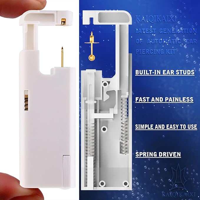 2Pcs Ear Piercing Kit Automatic And Painless Ear Nail Gun Disposable Aseptic Household Ear Piercing Gun Portable Ear Piercing Gun Group Ear Piercing Tools (4mm, Golden)