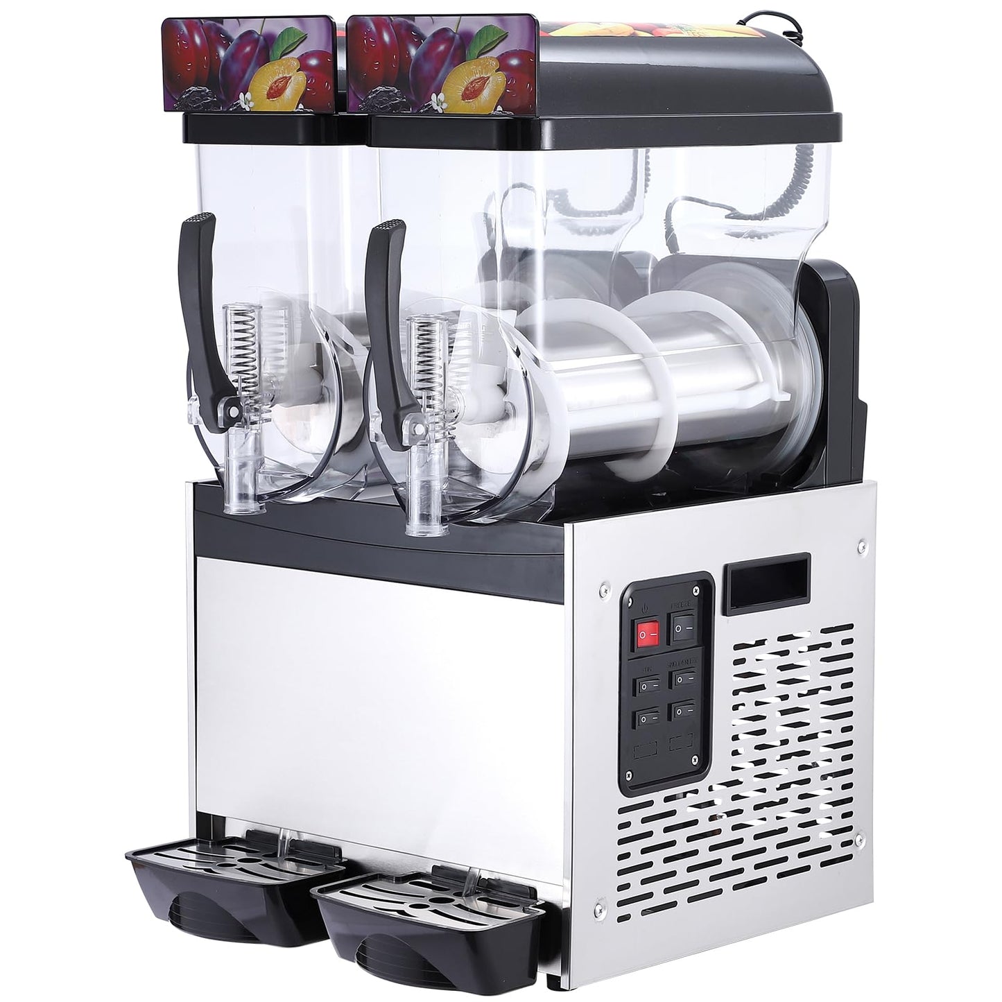 Commercial Slushy Machine, 15Lx2 Double Tank Margarita Machine, Stainless Steel High-Speed Self-Cleaning Frozen Drink Slushie Machine for Bars Restaurants Cafe Home Use