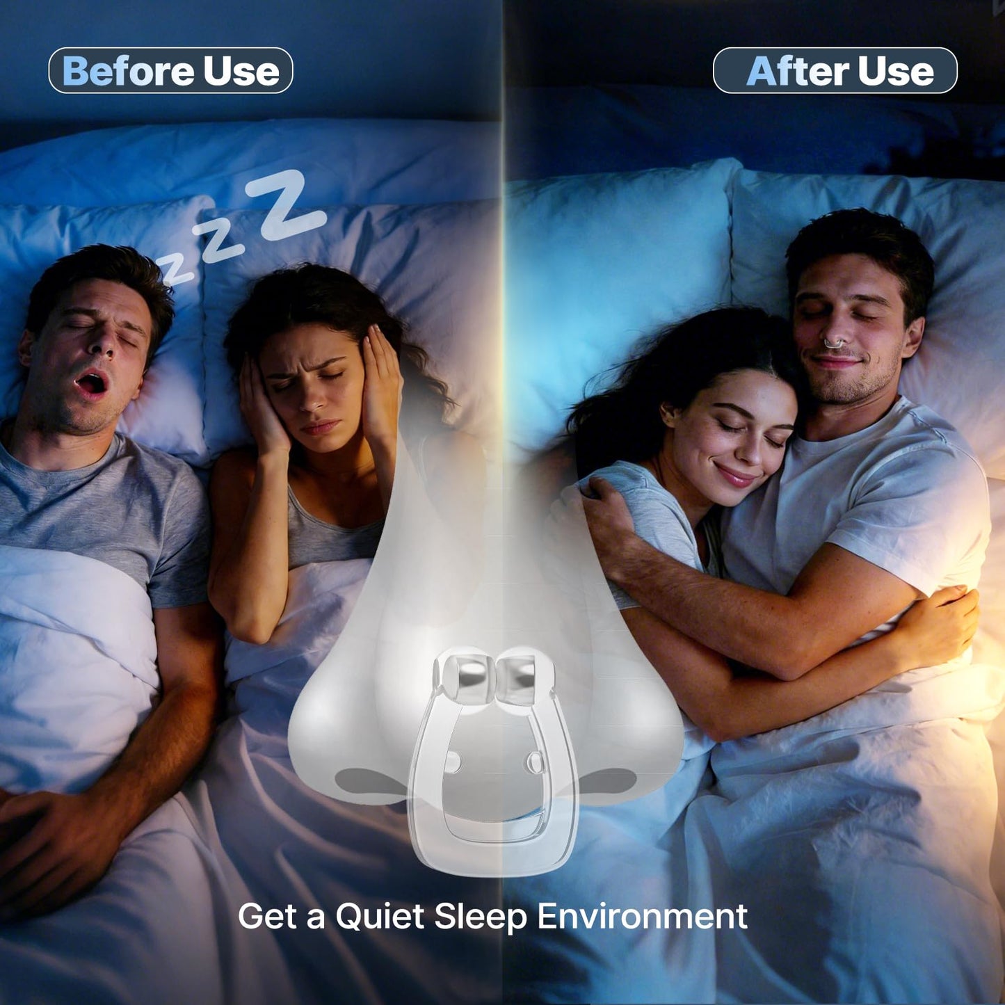 OHALEEP Anti Snoring Devices, Snore Stopper with Adjustable Magnet, Silicone Nose Clip Stop Snoring, Effective to Relieve Snoring, Snoring Solution for Comfortable and Quieter Sleep, Clear, M