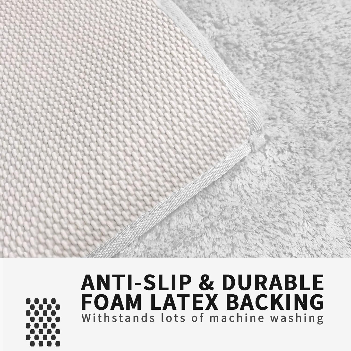 FIFU Bathroom Runner Rug 24" W x 48" L, Bath Mats for Bathroom, Bedroom & Kitchen, Non-Slip Rubber Latex Backing, Comfort & Soft Shower Bathmat & Carpet for Sink, Home & Hallways, White