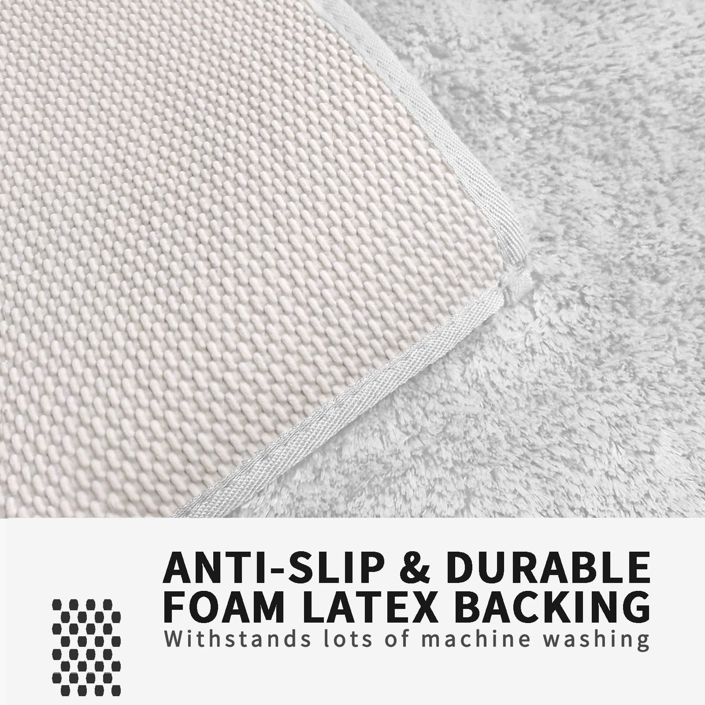 FIFU Bathroom Rugs 17" W x 24" L, Bath Mat for Bathroom, Bedroom, Laundry Room & Kitchen, Non-Slip Rubber Latex Backing, Extra Soft and Absorbent Microfiber Carpet, Machine Washable Rug, White