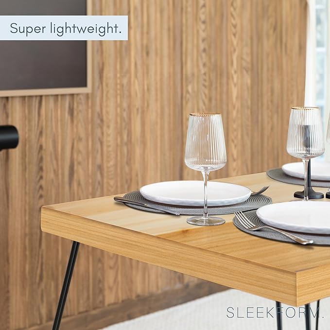 Sleekform Wooden Folding Dining Table for 4 - Farmhouse Kitchen Table with Collapsible Hairpin Legs - Small Foldable Tables for Small Dining Room Spaces - 4 ft Portable Wood Kitchen Tables - Birch