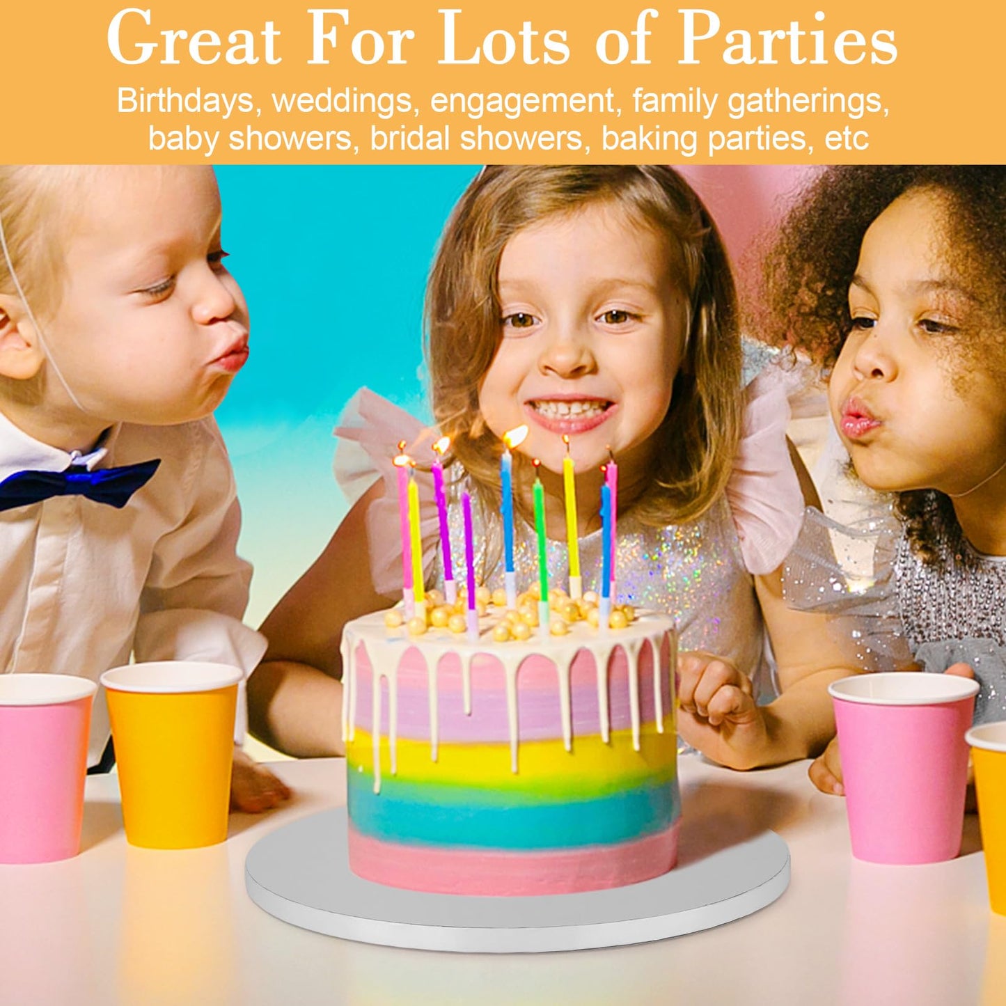 12 PCS Cake Drums 12 Inch, 12inch Drum, Cake Boards 12 Inch Round, 1/2" Thick Cardboard, Sturdy Circle, Base para Pastel Cardboard Base White Cake Boards for Wedding