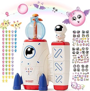 PINSHILE DIY Space Magic Balloon Craft Kit, Sticker Decorated Balloons Toy for Kids, Rocket Air Pump Fun with Balloon Mons...
