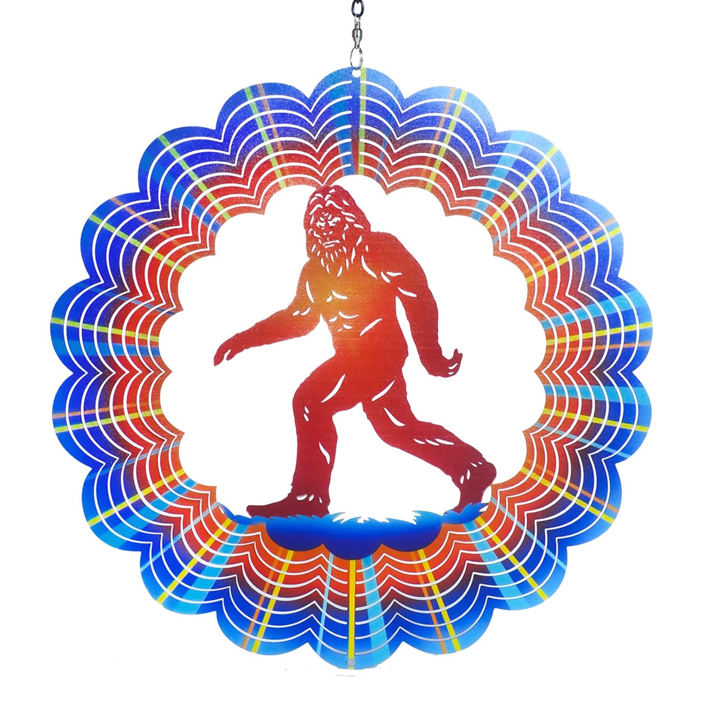 Bigfoot Wind Spinners Big Foot Sasquatch Gifts for Women/Men 12 inch 3D Stainless Steel Hanging Wind Spinner Metal Wind Catchers Kinetic Sculpture for Indoor/Outdoor Decor, Yard Art, Garden Decoration