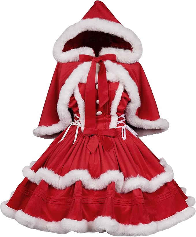 ZZEQYG Womens Christmas Dresses Santa Christmas Outfits Cute Lolita Dress