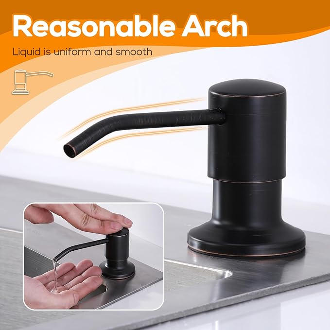 Soap Dispenser for Kitchen Sink ORB Lotion Dispenser for Kitchen Sink Stainless Steel Pump Head, with 17 Ounce Soap Bottle Refill from The Top,Soap Pump for Kitchen Sink