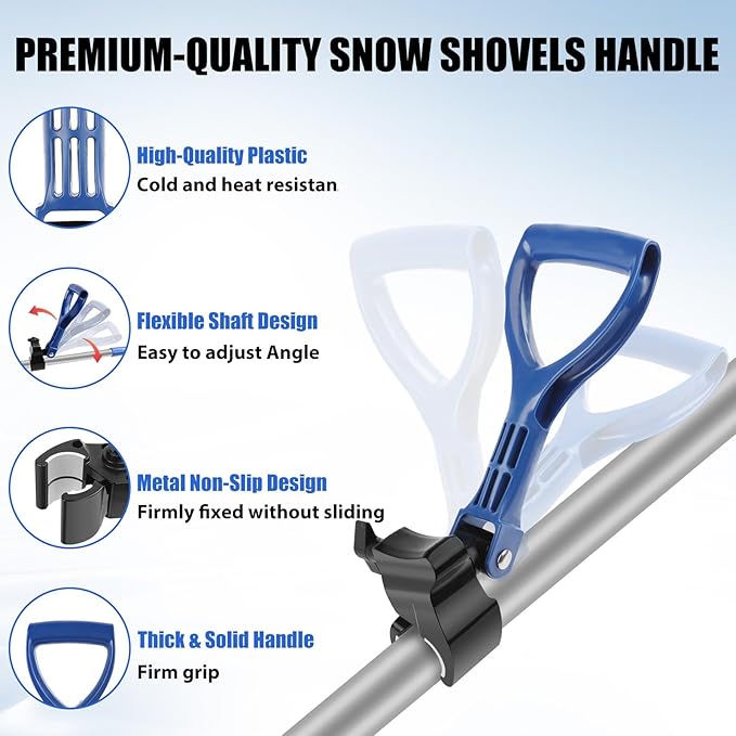 Adjustable Snow Shovel Handle, Back Saver Attachment for Snow Removal, Ergonomic Weed Eater Handle Extension Universal Fit for Shovels Rakes Weed Eater String Trimmers Snow Shovels Gardening Tools