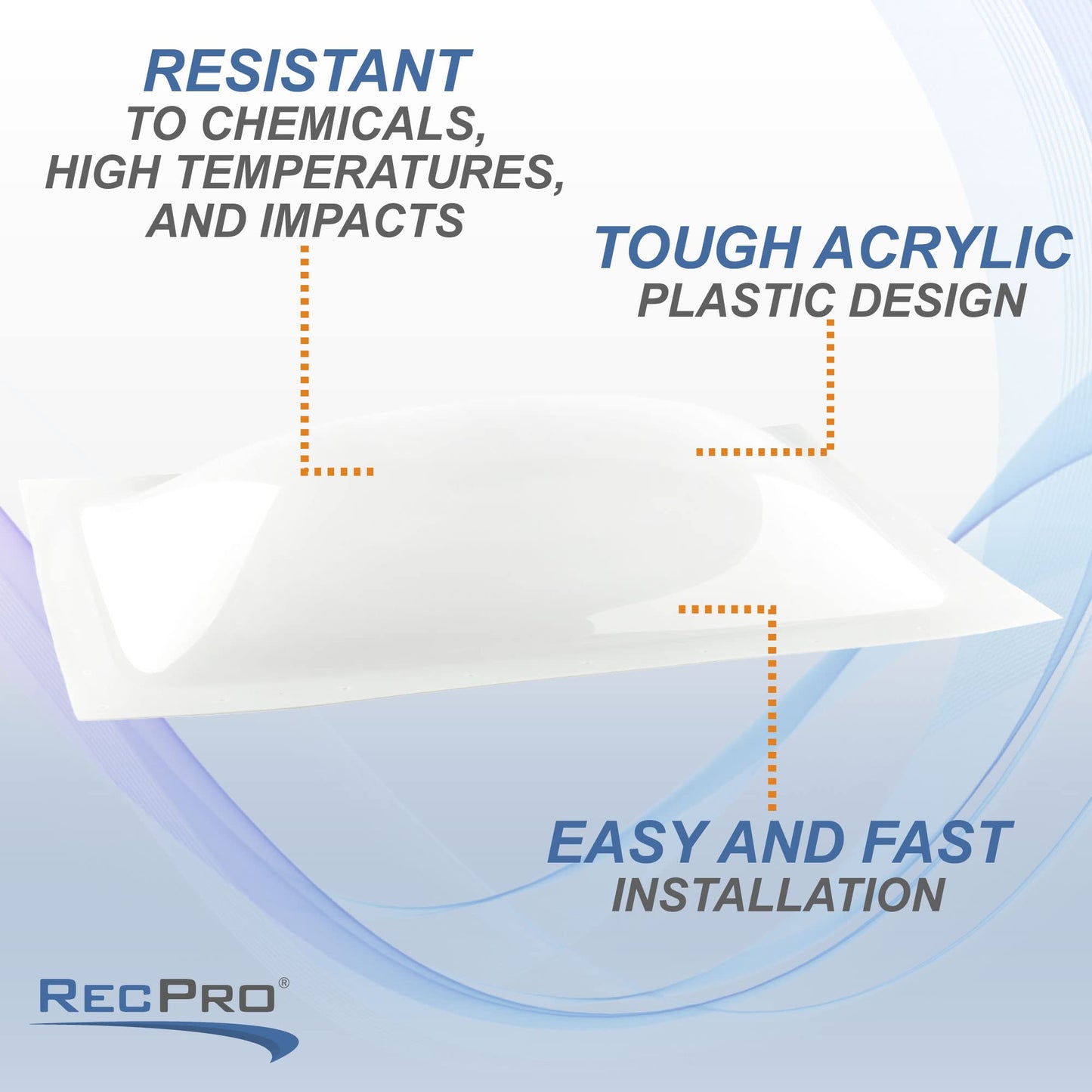 RecPro RV Skylight Outer Dome | 14" x 22" Universal Outer Skylight | Bubble Style (Smoke)