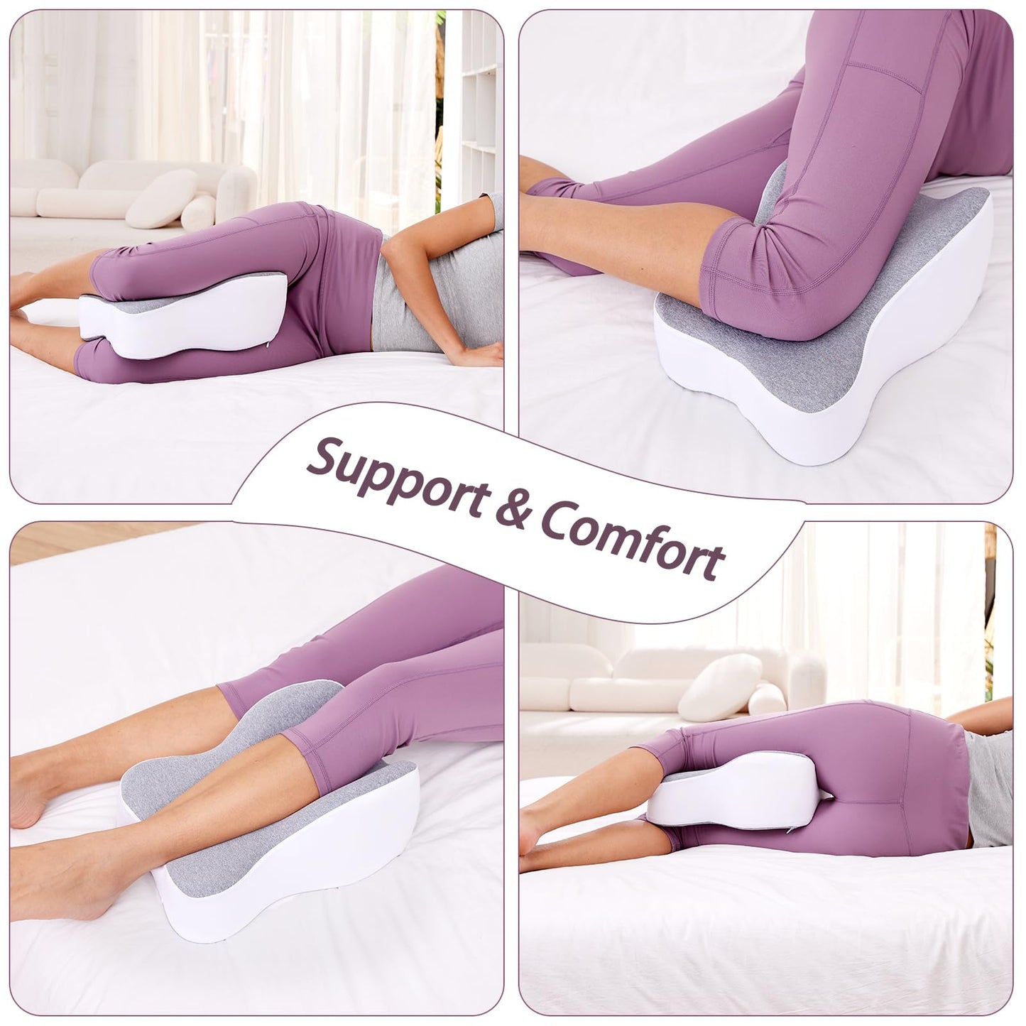 GESTONE Knee Pillow for Side Sleepers,Knee Leg Pillow for Side Sleeping,Back Knee Sciatica Pain Relief Side Sleeping Pillow,Smooth Spine Alignment Pillow