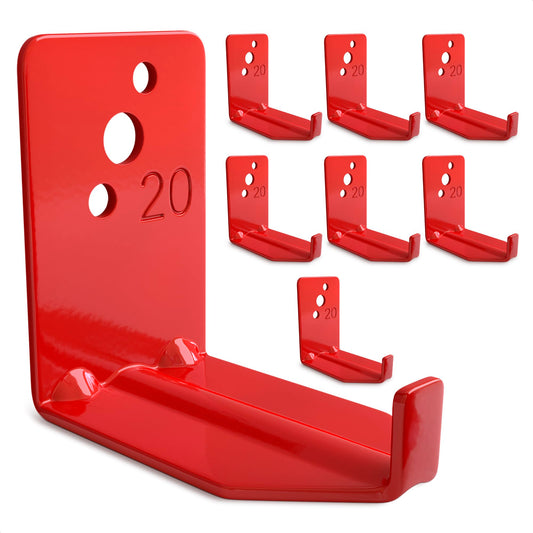 8 Pack Fire Extinguisher Hook - 2.36″ × 1.57″ × 2.36″ Fire Extinguisher Wall Mount Bracket, Hold Up to 20 lbs Each, Easy to Install, Includes Screw, Gaskets & Anchors, Good for Garage, Workshop, Home