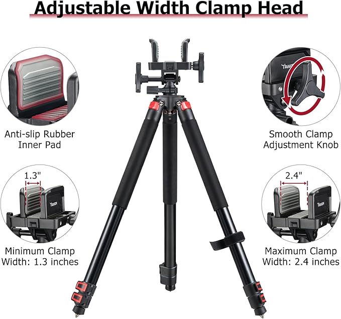 Trakiom Clamping Tripod Rest with Sturdy Aluminum Frame, Lightweight, Provides Stability, Adjustable Legs, and Hands-Free Operation for Outdoors