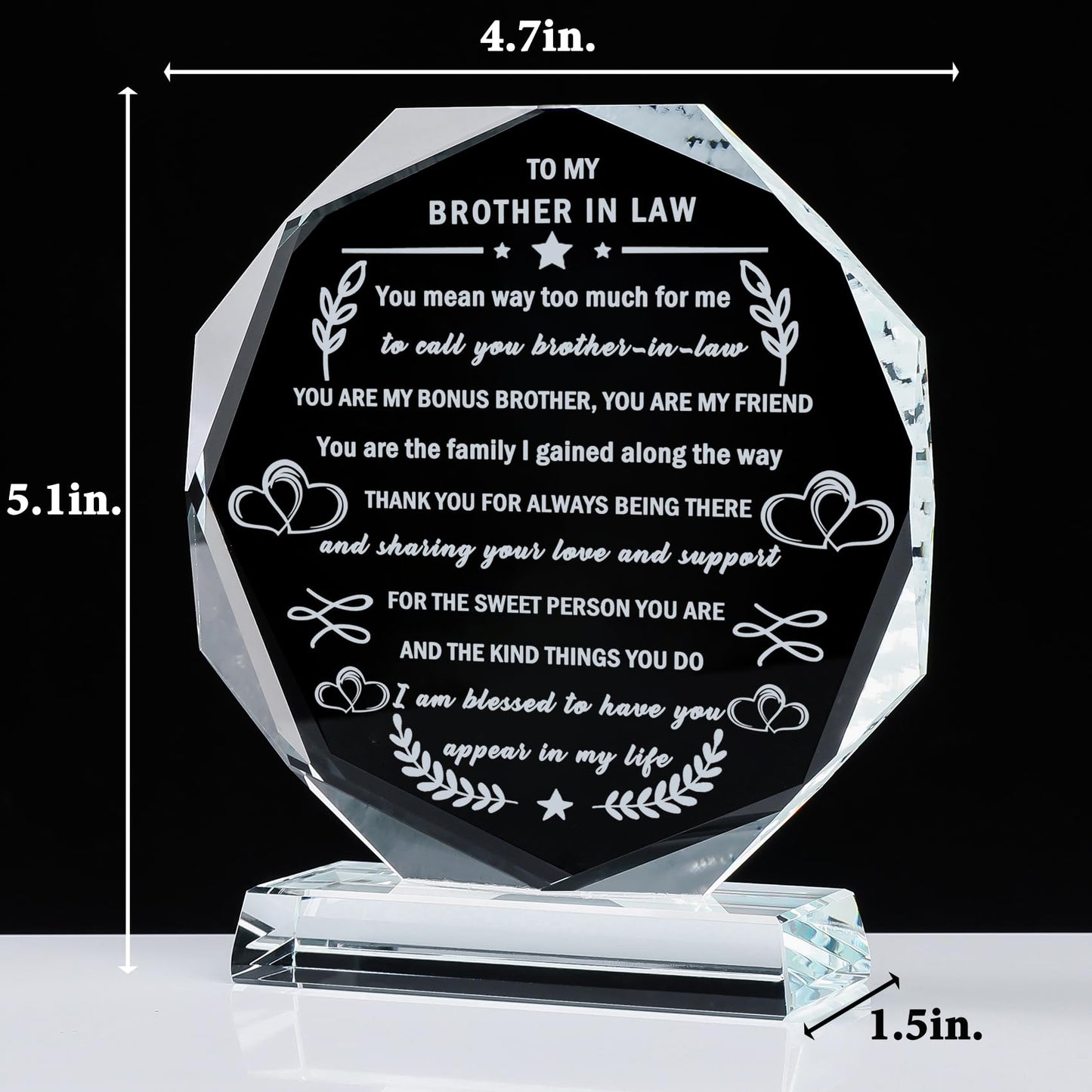 YWHL Brother in Law Gift, Unique Crystal Keepsake Gifts Ideas for Brother-in-Law Adult Best Brother in Law Birthday Gifts Ideas Bonus Brothers, Brother in Law Gifts from Sister in Law on Wedding