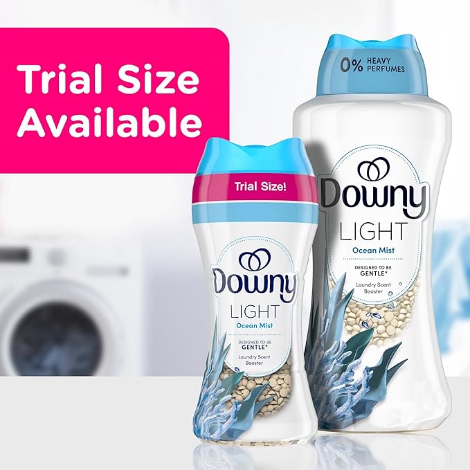 Downy Light Laundry Scent Booster Beads, Ocean Mist Scent, 24 OZ, In-wash fabric beads designed to be gentle with a light boost of scent, No Heavy Perfumes