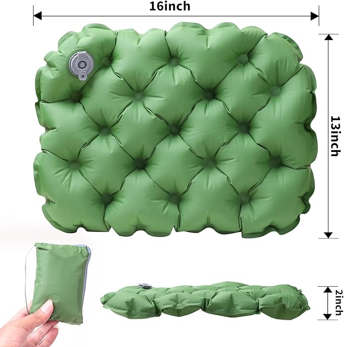 Bzhouyy Inflatable Seat Cushion,16 Inh Portable Lightweight Waterproof Stadium Seat Pad, Inflatable Seat Cushion for Air Travel,Hiking, Office, Car, for Pressure Relief No Pump Needed