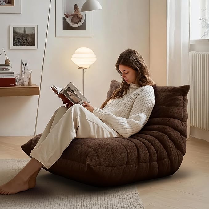 Bean Bag Chair for Adults, Fireside Togo Chair, BeanBag Chairs for Teens with High-Resilience Memory Foam, Non-Slip Base Compression Floor Lounge Sofa for Living Room, Bedroom