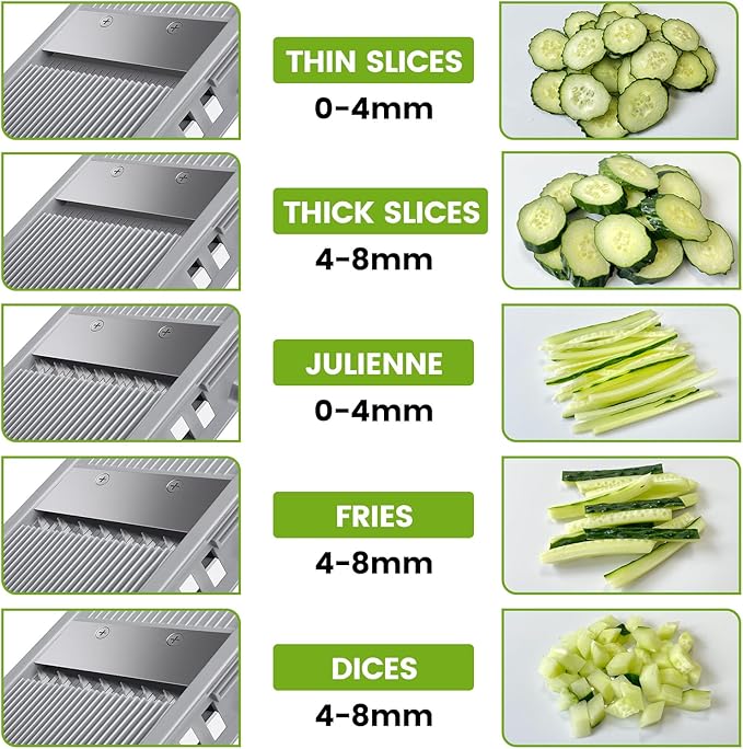 Safer Mandoline Food Slicer, Thickness Adjustable Vegetable Chopper, Onion Slicer Tomato Cutter Dicer, Multifunctional Kitchen Food Fruit