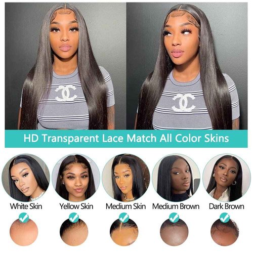 Panse Hair Lace Front Wigs Human Hair Straight 13x4 HD Transparent Lace Frontal Human Hair Wigs Pre Plucked with Baby Hair 180% Density (22inch)