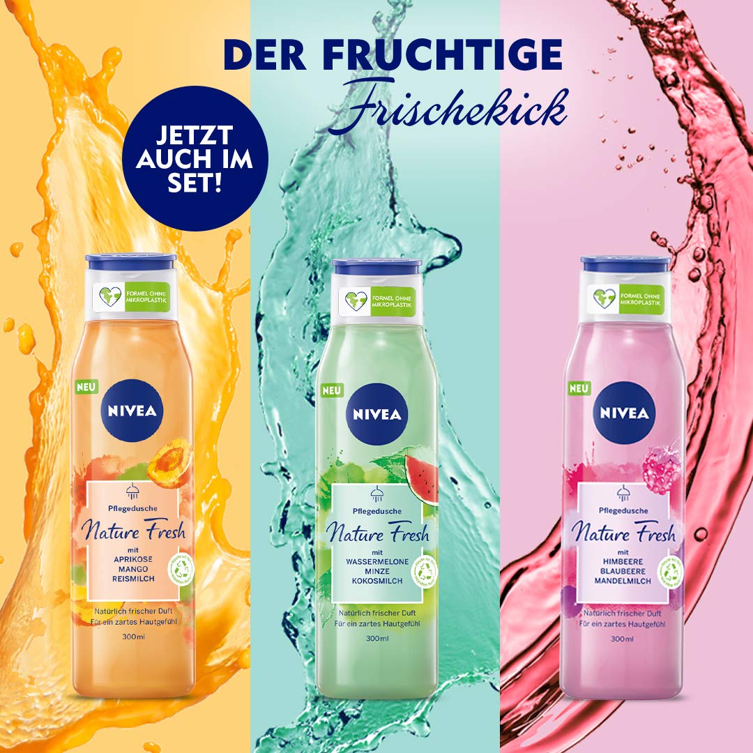 NIVEA Fresh Blends Apricot (300 ml), Shower Gel with Refreshing Apricot Scent, Shower Gel for Women, Vegan Shower Gel with Fruit