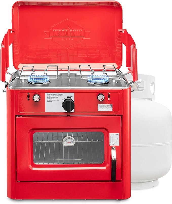 Hike Crew Outdoor Gas Camping Oven w/Carry Bag | CSA Approved Portable Propane-Powered 2-Burner Stove & Oven | Auto Igniti...